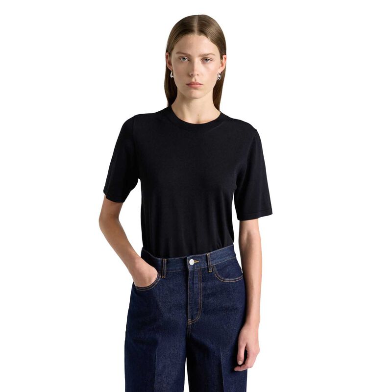 Cue Black Knitted Tee image number 0